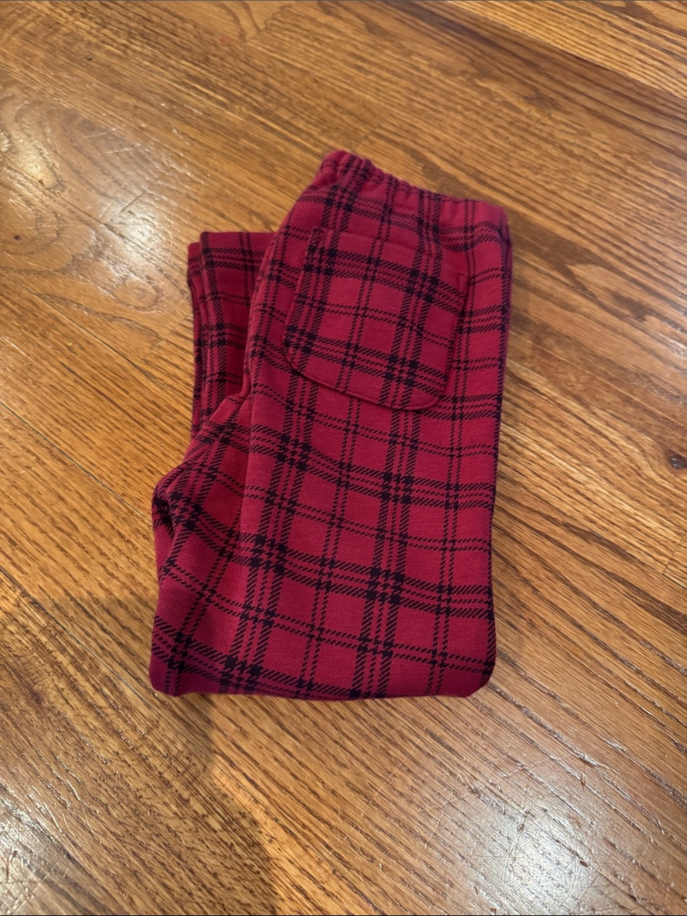 Uniqlo Red and Black Plaid Kids Leggings with fleece lining